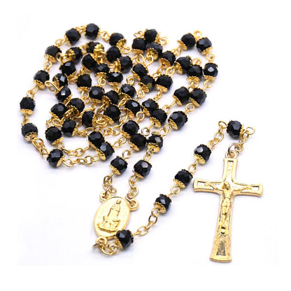 Black Crystal Gold Rosary