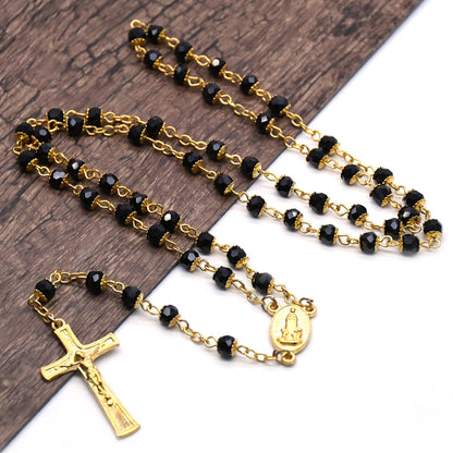 Black Crystal Gold Rosary