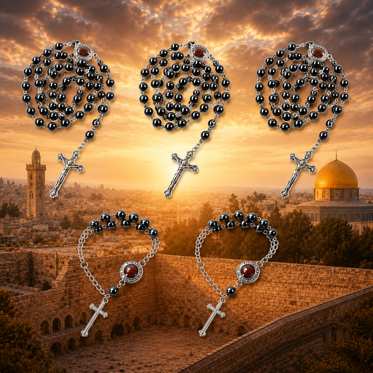 Rosary of Jerusalem & Bracelet Bundle